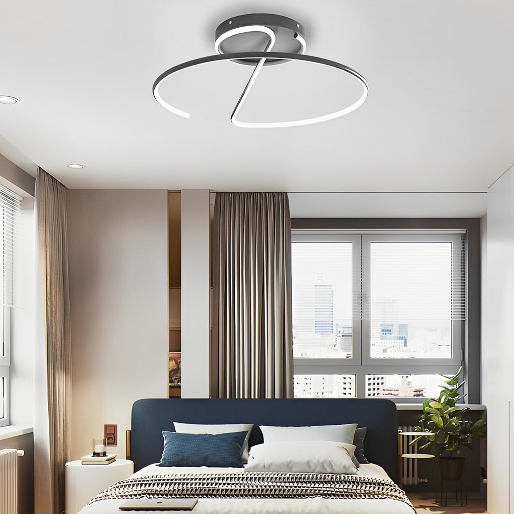 Dimmable LED Semi-Flush Mount Ceiling Light Modern Metal Geometric