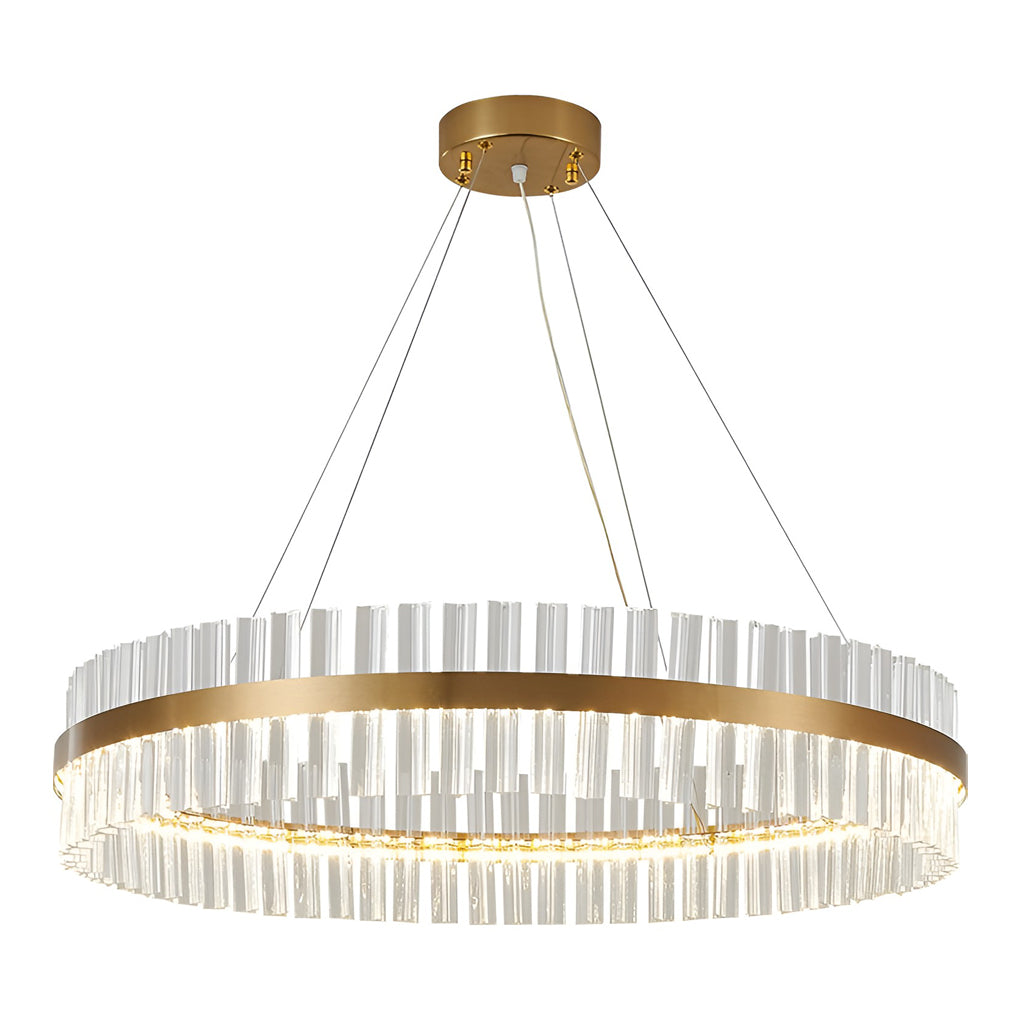 Modern Crystal Round Chandelier with 3-Step Dimmable LED