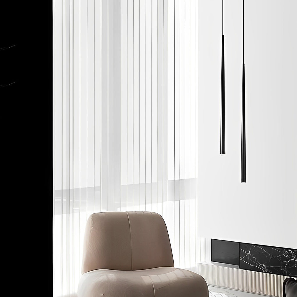 Minimalist Conical Long Tube COB Black Pendant Light