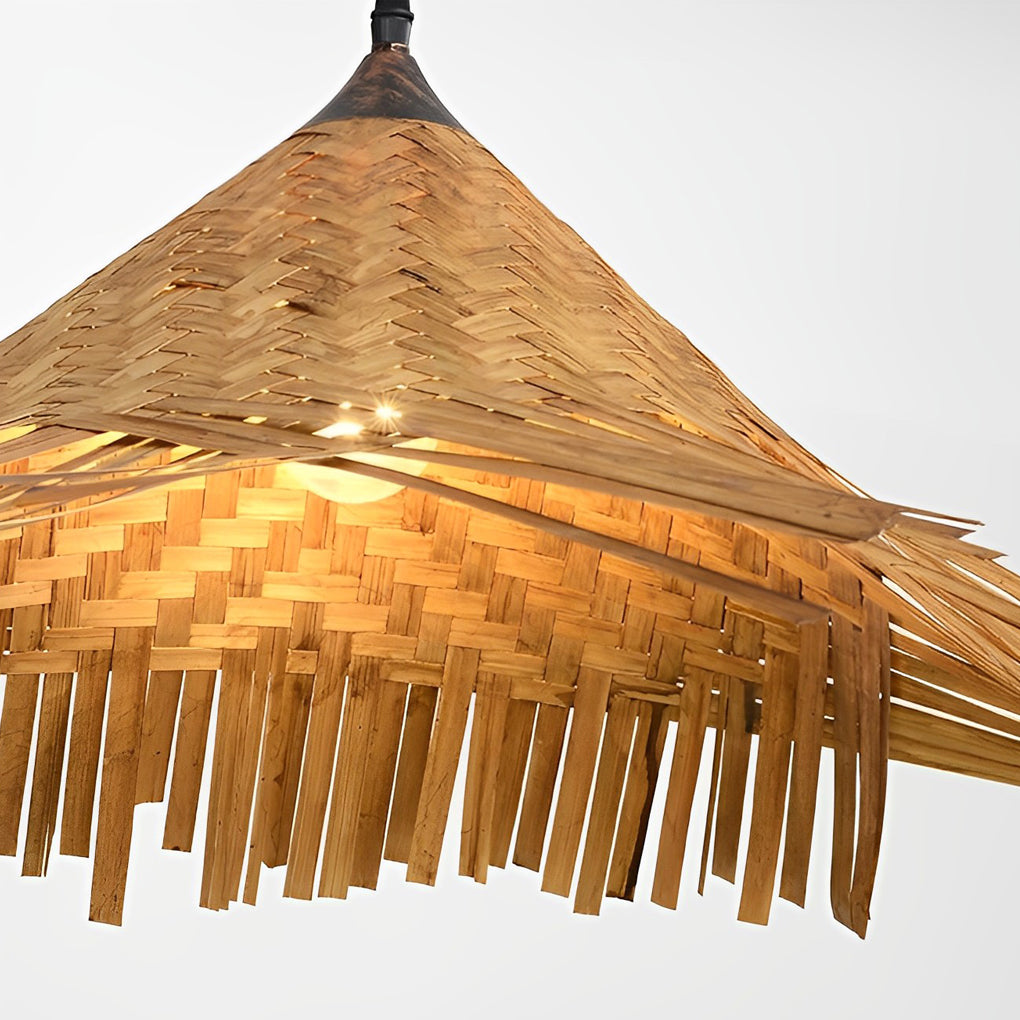 Bamboo Woven Pendant Light – Farmhouse Rustic Ceiling Lamp