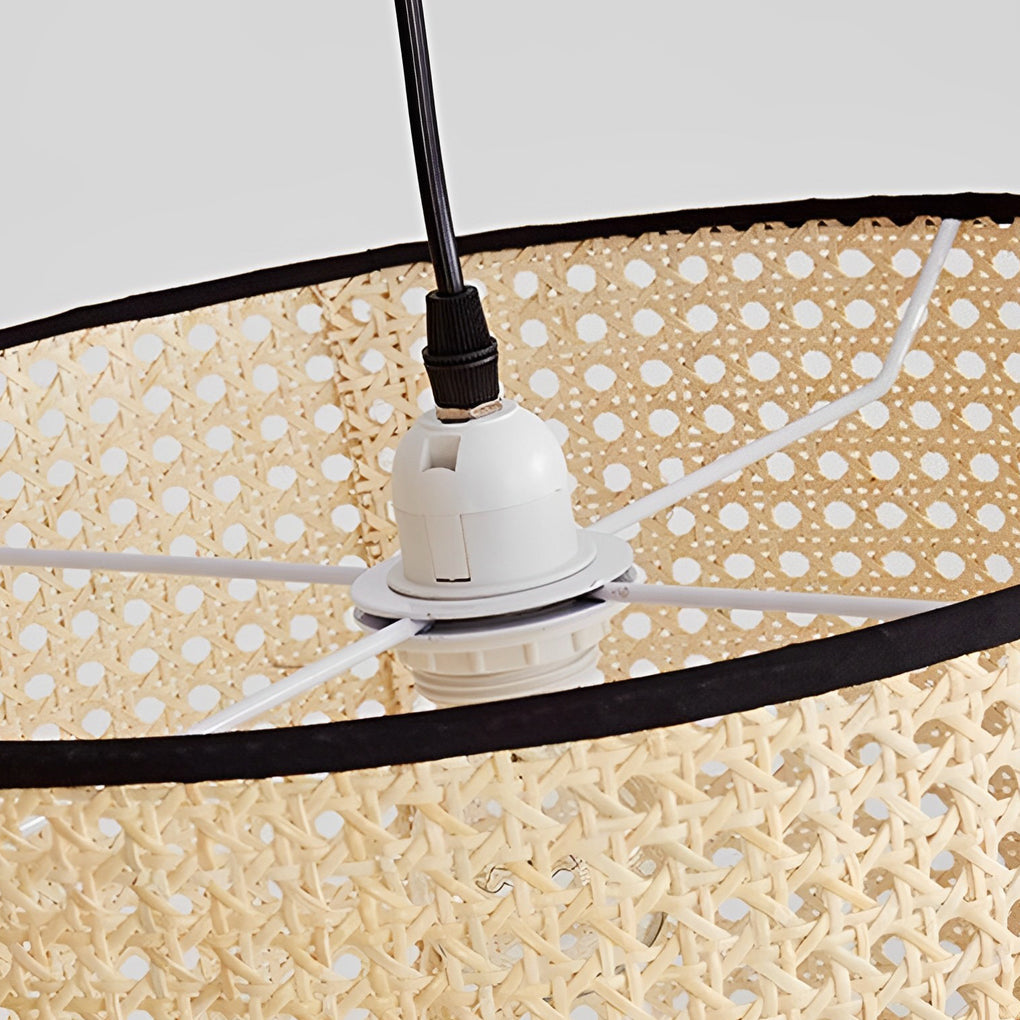 Farmhouse Round Bamboo Pendant Light - Woven Ceiling Fixture