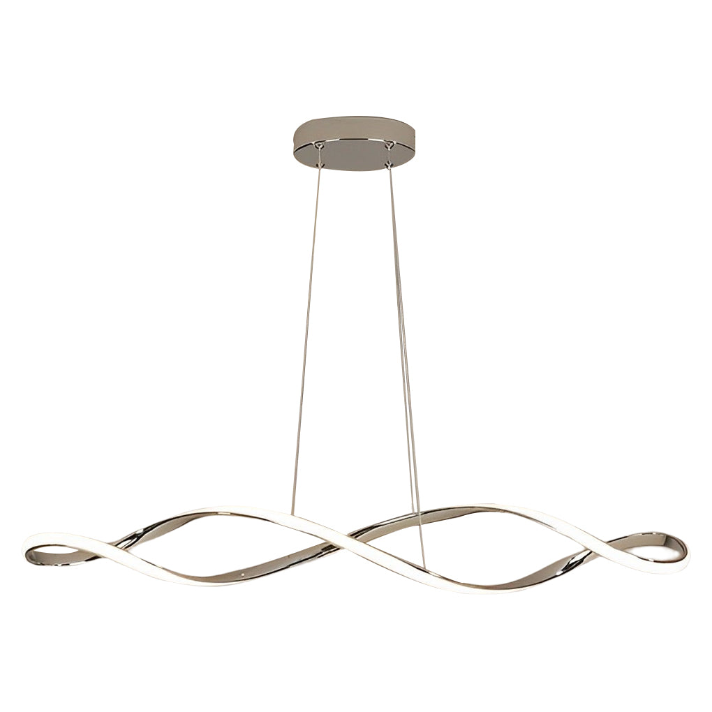 Modern Wave Pendant Light with Stepless Dimming & Remote Control
