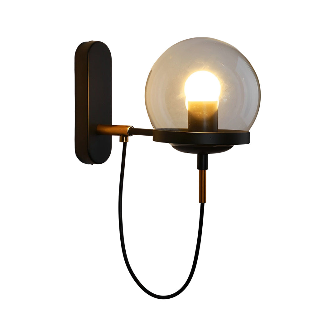 Industrial Glass Ball Wall Sconce with Metal Frame
