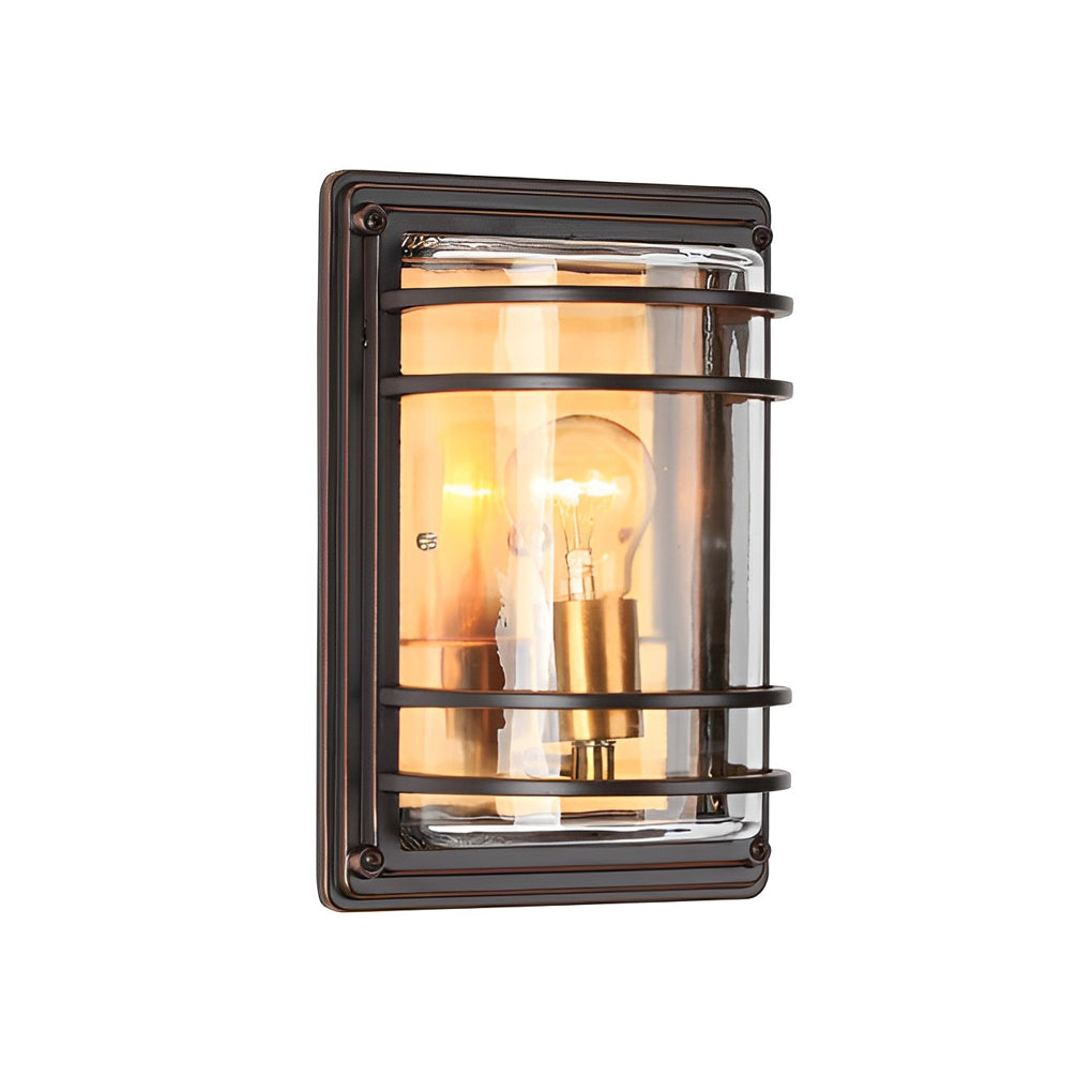 Modern Aluminum & Glass Outdoor Wall Light - Waterproof Brown Finish