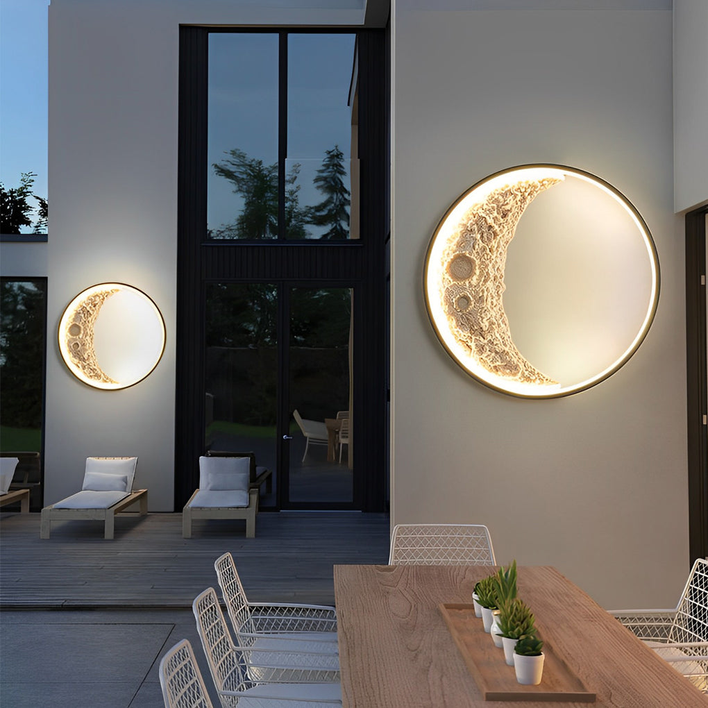 Art Deco Moon Crescent LED Outdoor Wall Light