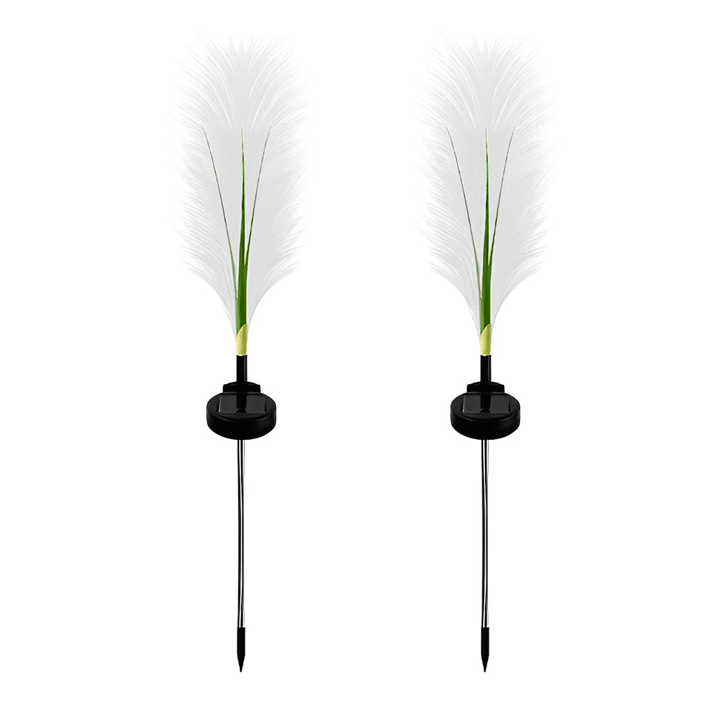 Solar LED Reed Lawn Lamps Set of 2 - Modern Outdoor Garden Lights