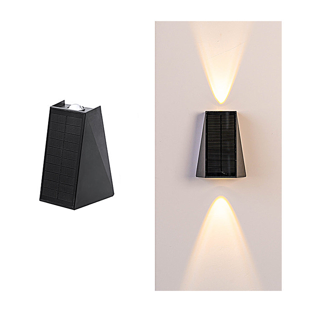 Modern Solar LED Outdoor Wall Light - Up Down Waterproof Black