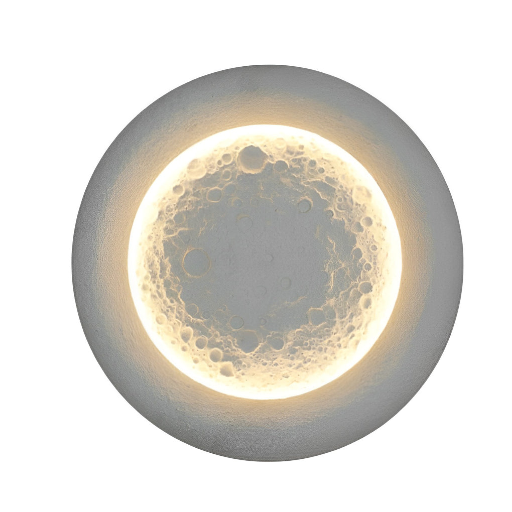 Moon Crater Concrete Outdoor Wall Light with Warm LED
