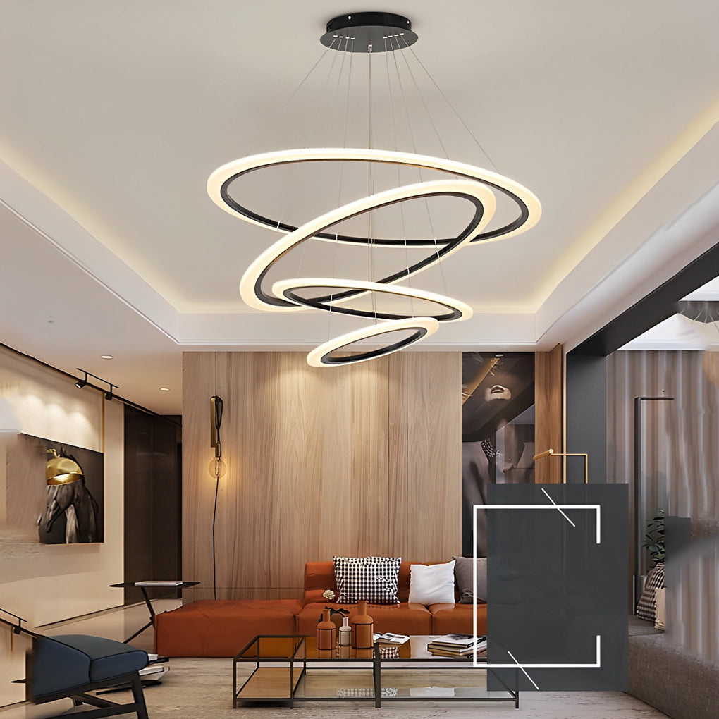 4-Ring Geometric LED Modern Chandelier Pendant Light