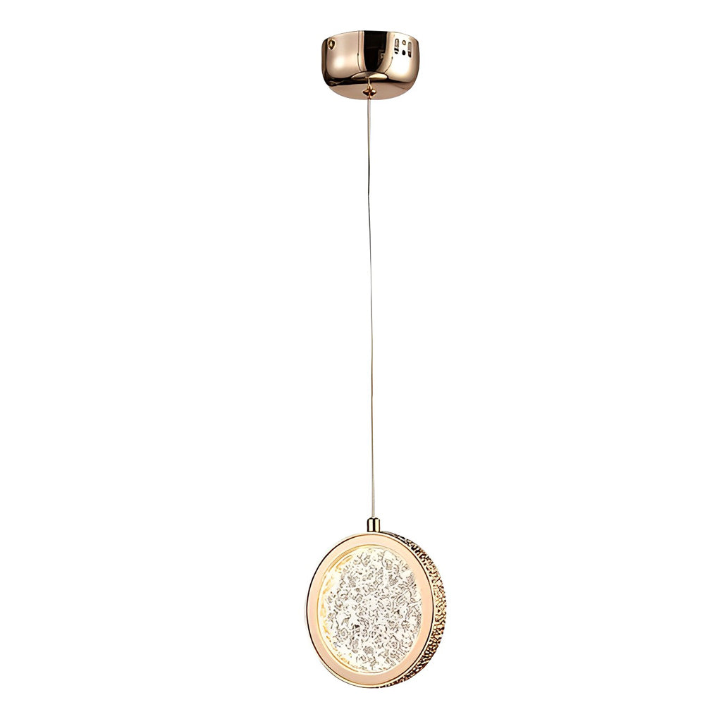 Modern Round Pendant Light with Iron & Acrylic Shade - 3-Step Dimming