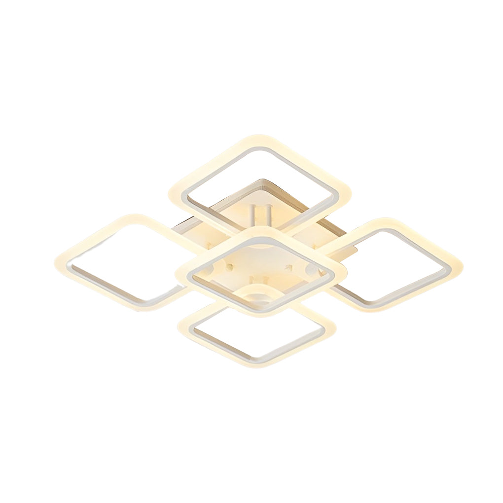 Modern Square LED Ceiling Light with Stepless Dimming & Remote