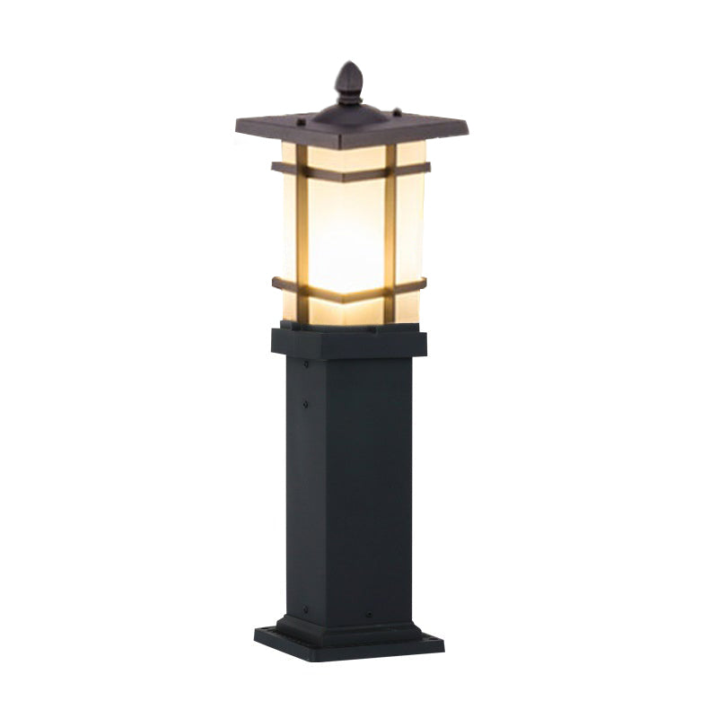 Modern Geometric Black Aluminum Bollard Light for Outdoor Pathways