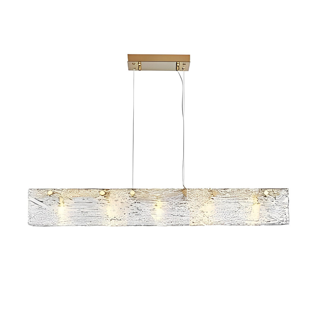 Modern Glass LED Pendant Light - Rectangular Dining Room Chandelier