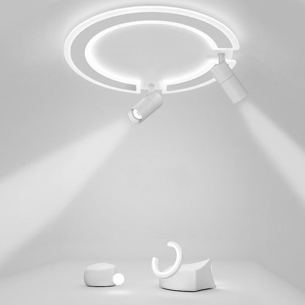 Modern Circle Flush Mount Light with Adjustable Spotlights