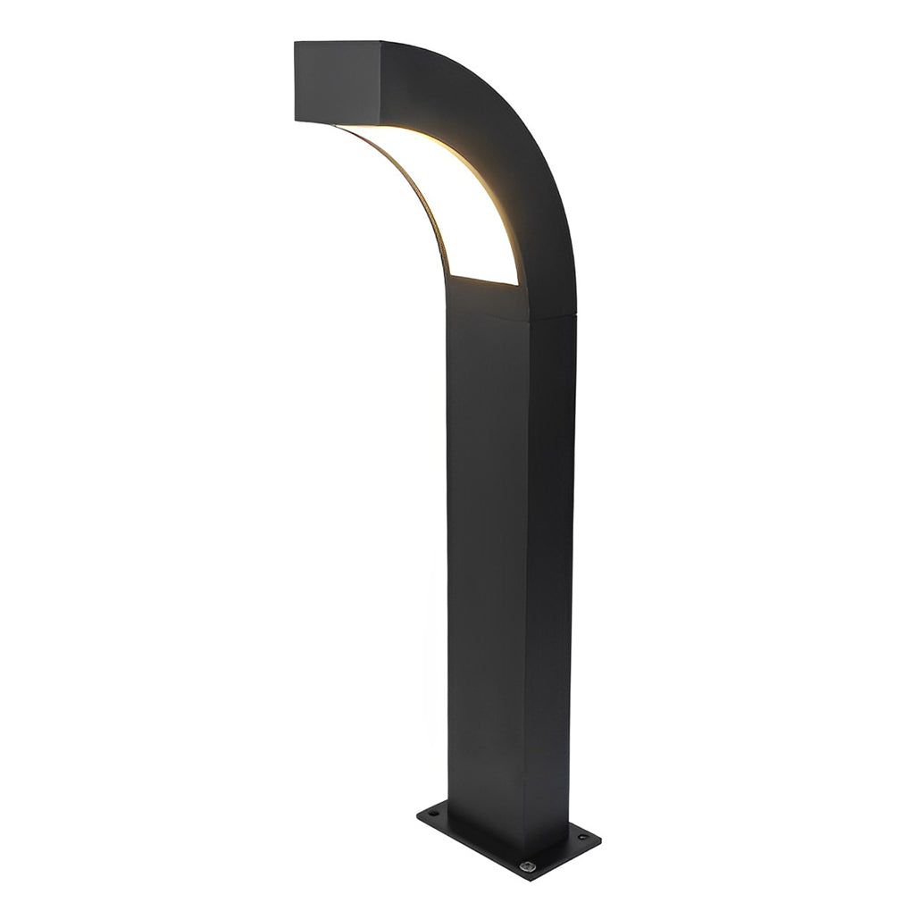 Curved LED Path Light Modern Black Aluminum Outdoor Landscape Lighting