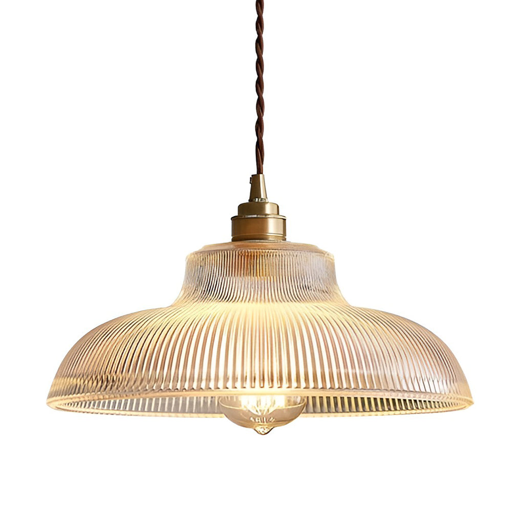Modern Round Glass Pendant Light with Copper Fixture E27