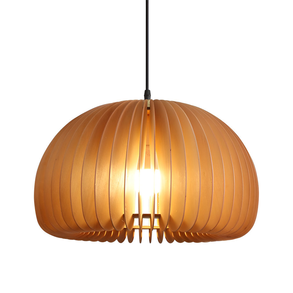 Pumpkin-Shaped Wood Pendant Light - Nordic Rustic Chandelier