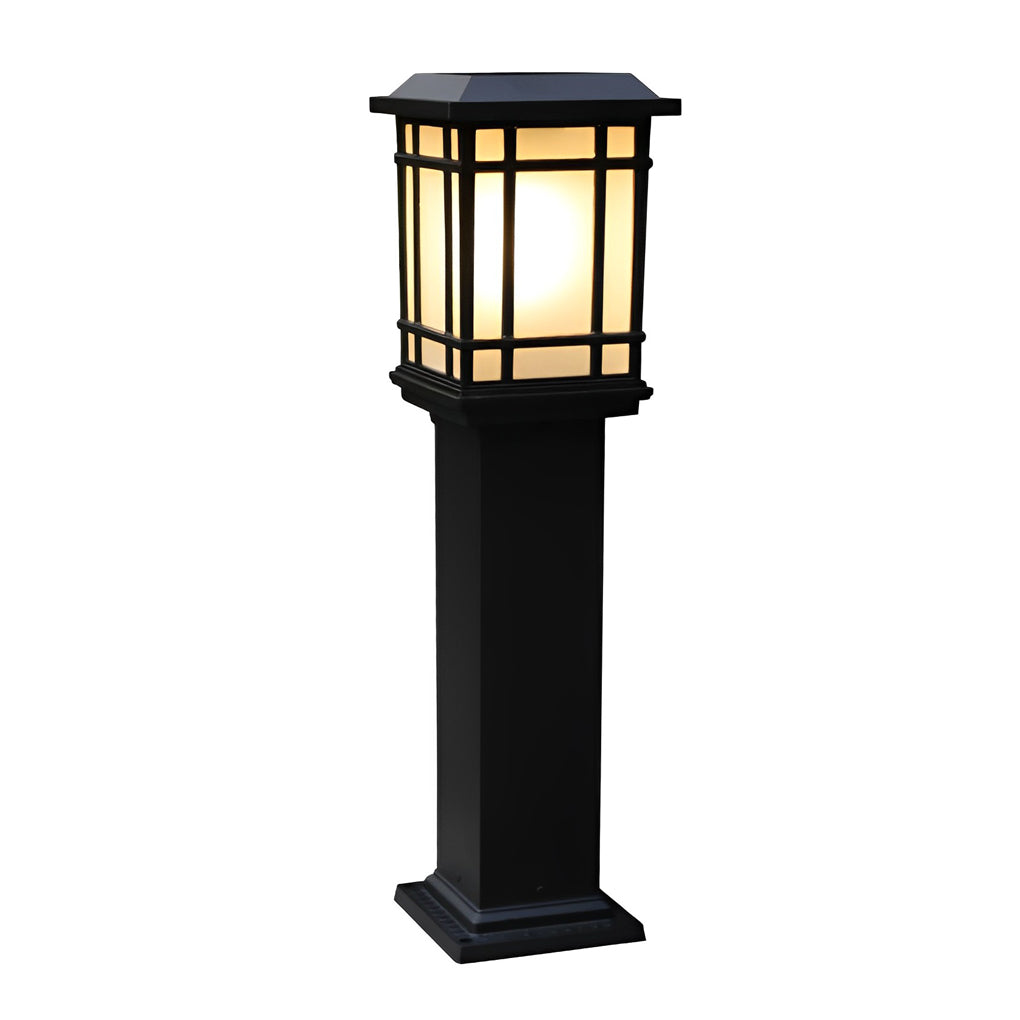 Modern Black Solar Pathway Bollard Light with Three-Step Dimming