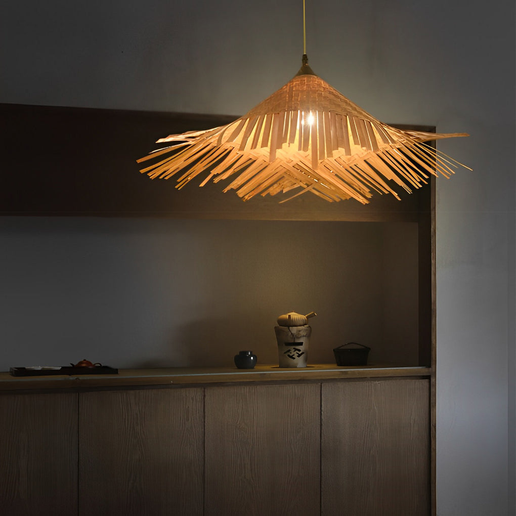 Bamboo Woven Pendant Light – Farmhouse Rustic Ceiling Lamp