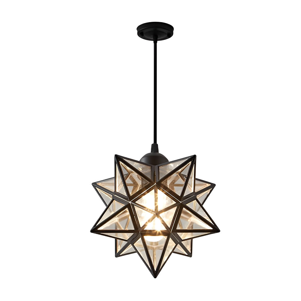Star Pendant Light | Modern 3-Step Dimming | Glass & Iron Finish