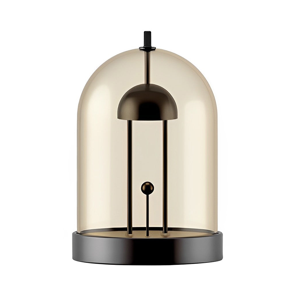 Dome Smoked Glass Cordless Table Lamp with Detachable Shade