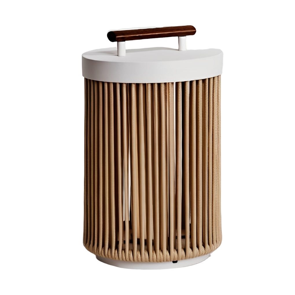 Handmade Rattan LED Solar Outdoor Lantern - Modern Portable