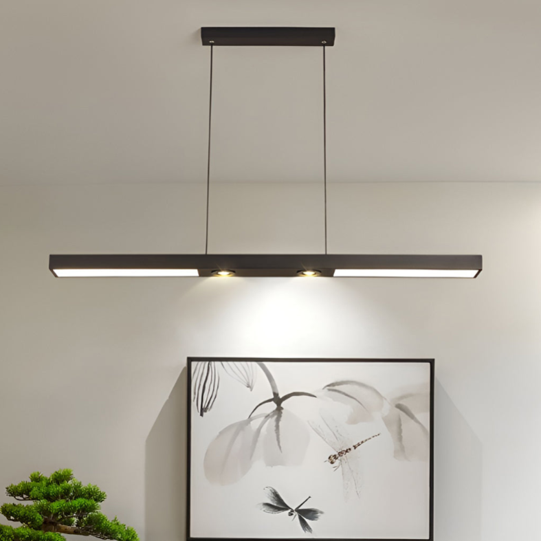 Linear LED Black Ceiling Light with Adjustable Spotlights