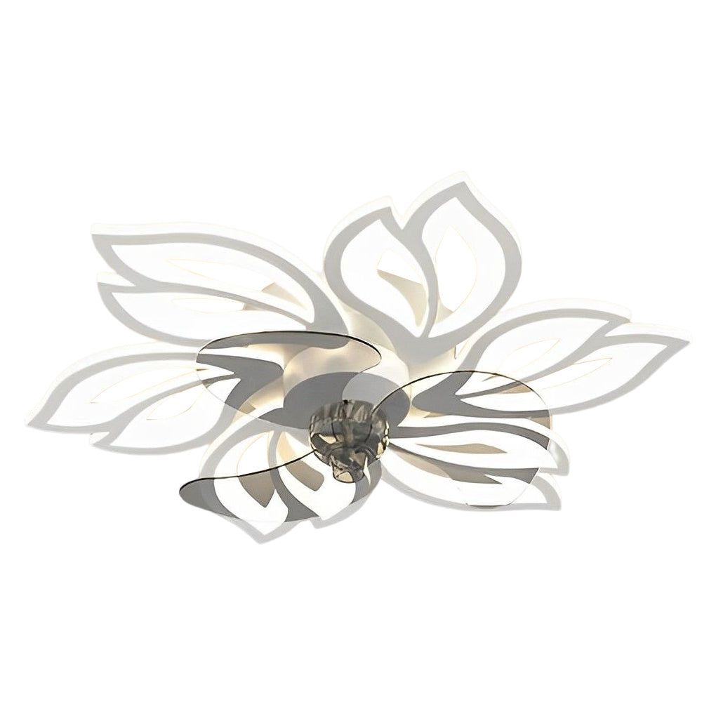 Modern Flower LED Ceiling Fan Light with Stepless Dimming