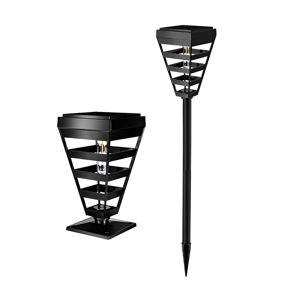 Modern Solar Black Outdoor Post Light with Intelligent Control