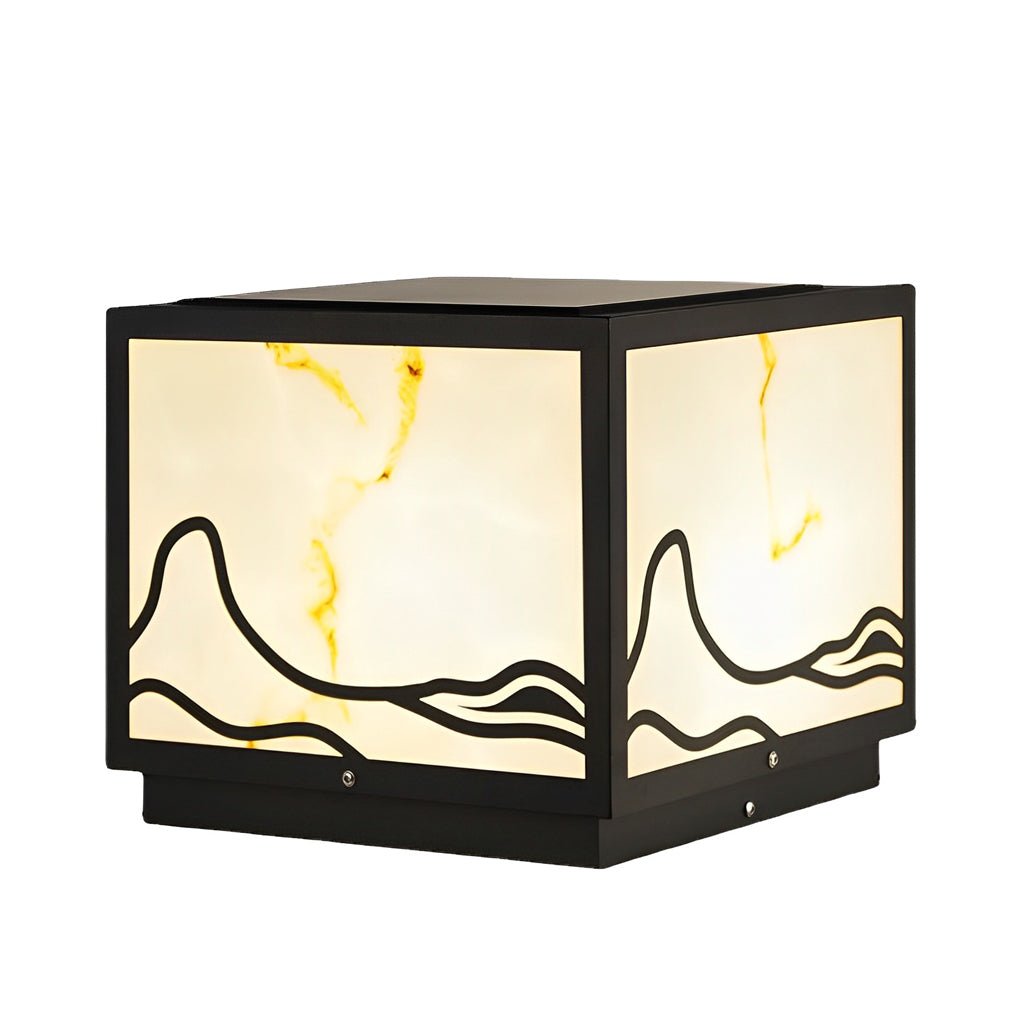 Modern Solar LED Post Cap Light with Mountain Scenery Design