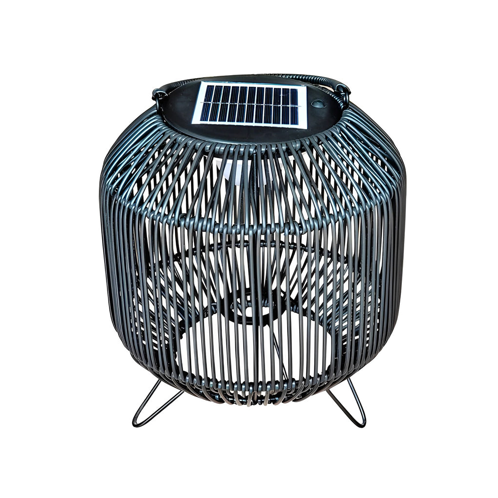 Solar Rattan Outdoor Lantern - Waterproof LED Floor Lamp