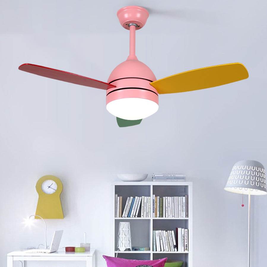 Modern Kids Ceiling Fan with Light | 42" Wood Blade Silent Fan