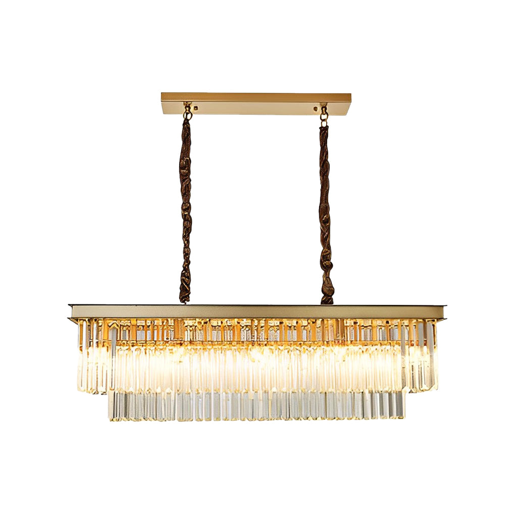 4-Tier Crystal Glass Modern Chandelier with Three-Step Dimming