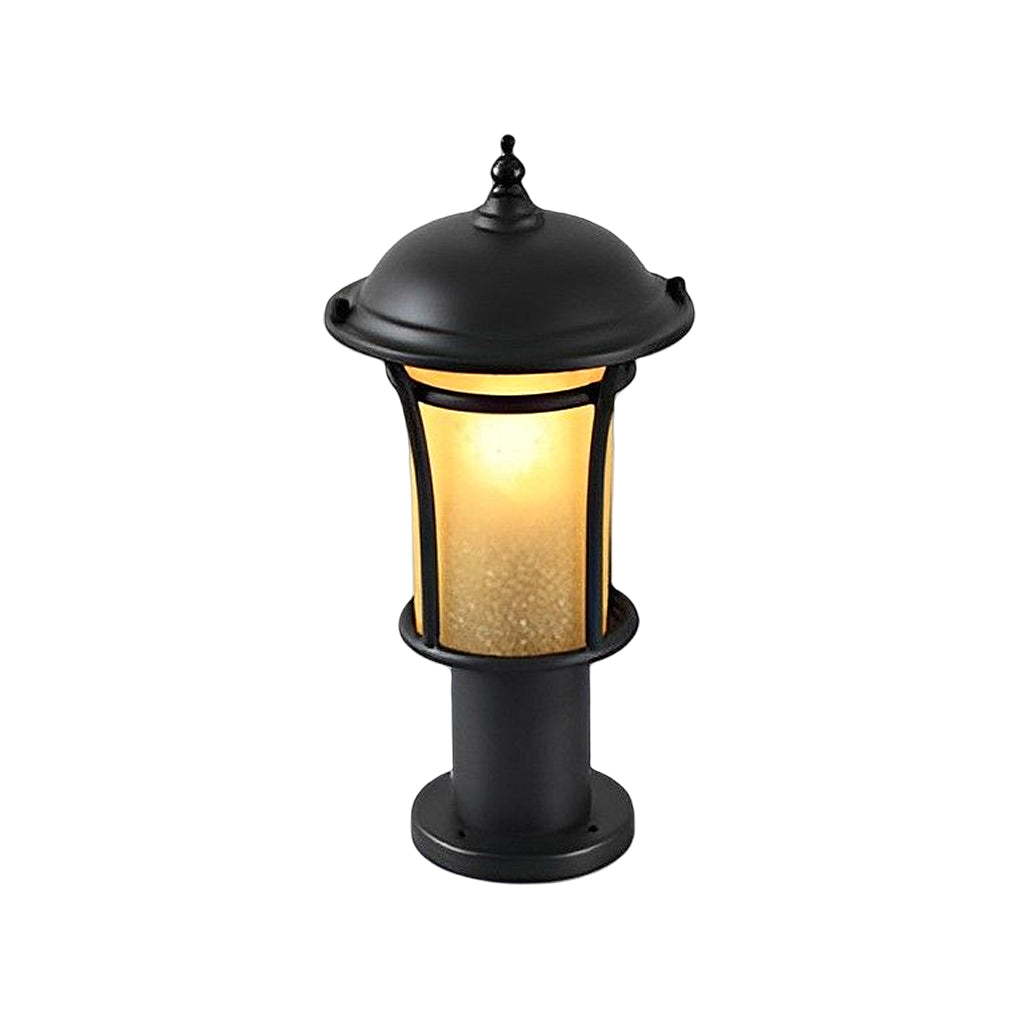 Traditional Iron & Glass LED Garden Lamp – Waterproof Outdoor Post