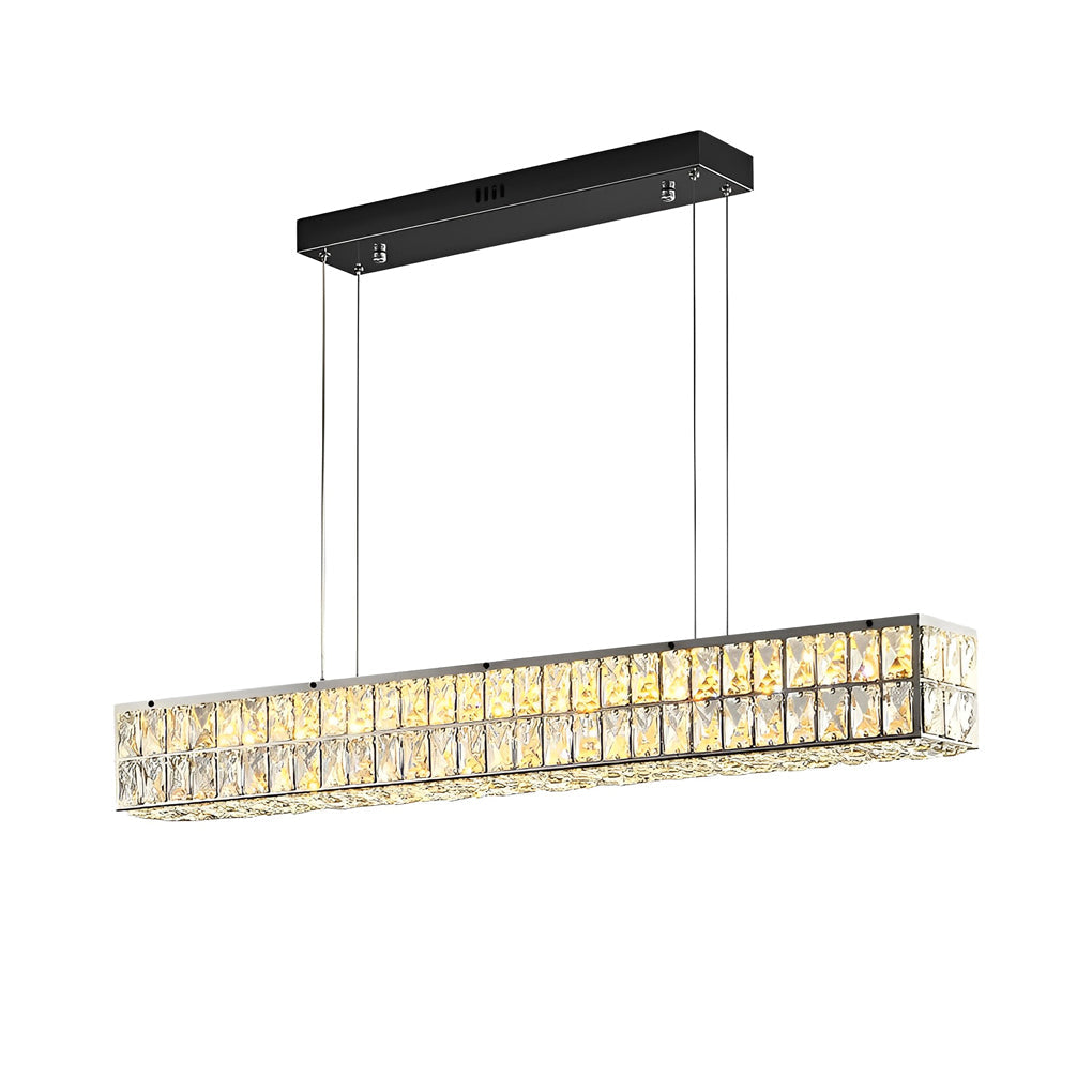 Rectangular Crystal Chandelier with Three-Step Dimming - Modern LED