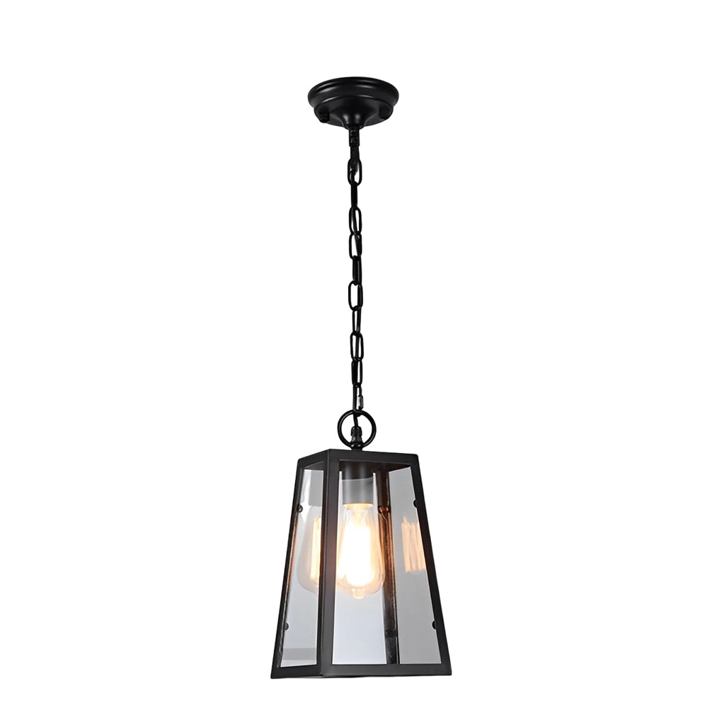 Waterproof Iron Glass Outdoor Pendant Light - Modern Black 6W LED