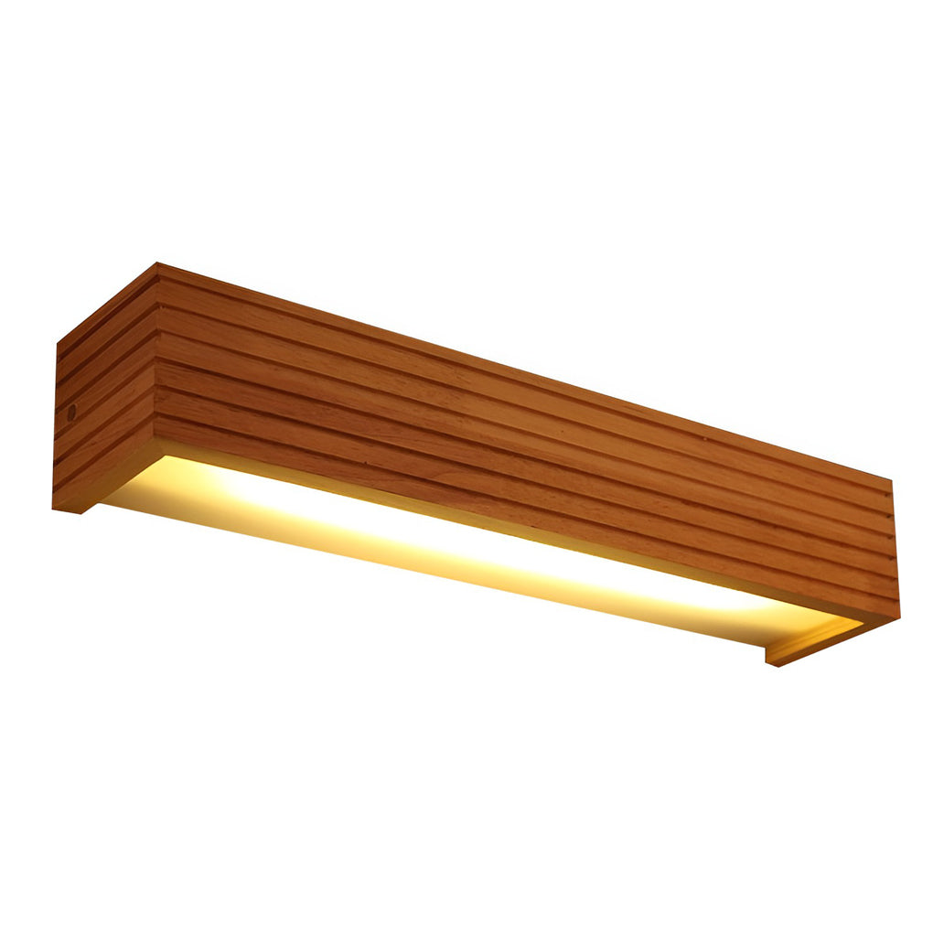 Wood Rectangular Waterproof LED Wall Sconce Mirror Light