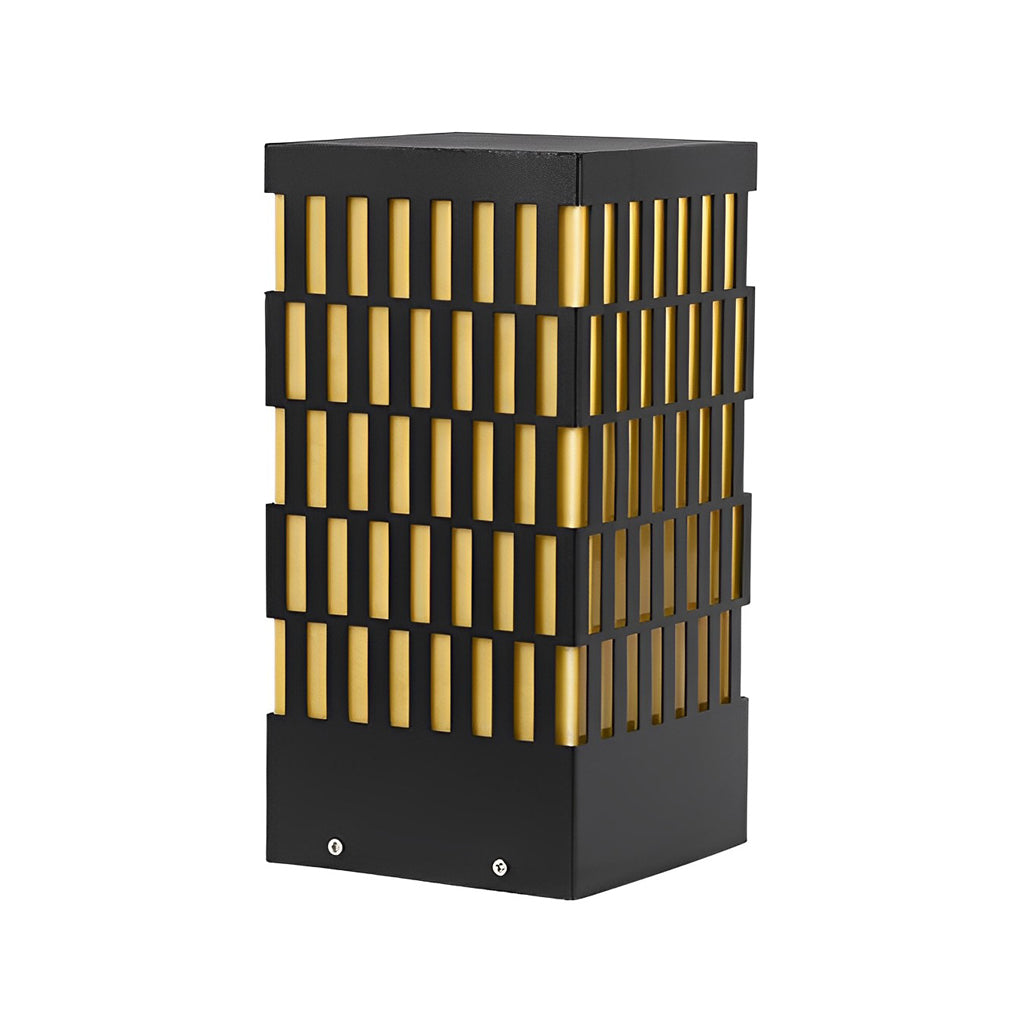 Modern Grid LED Outdoor Bollard Light Black Waterproof Lawn Lamp
