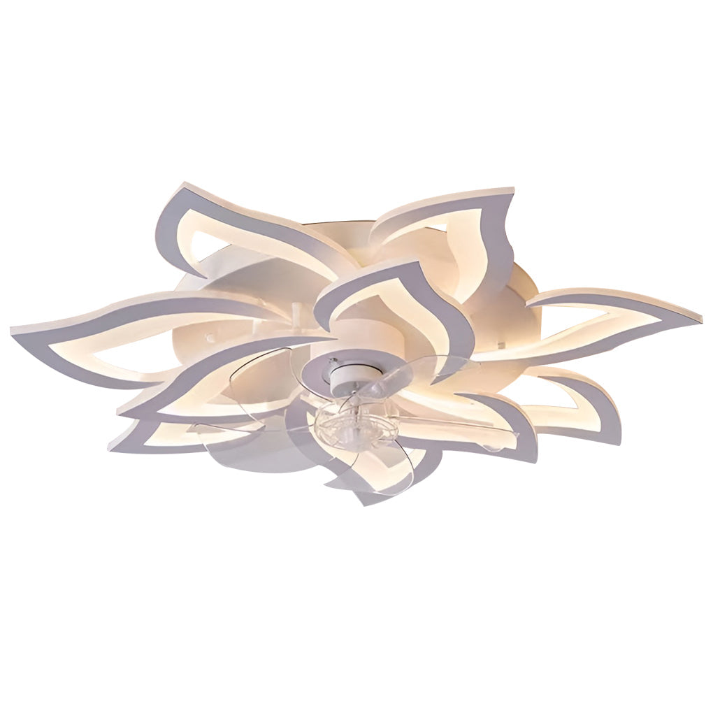 Modern Flower Ceiling Fan with LED Light & 3-Step Dimming