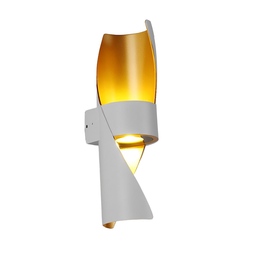 Spiral Outdoor Wall Light Up Down Gold Interior Die-Cast Aluminum