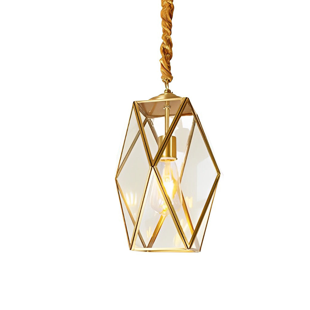 Industrial Glass Pendant Light with Copper Finish