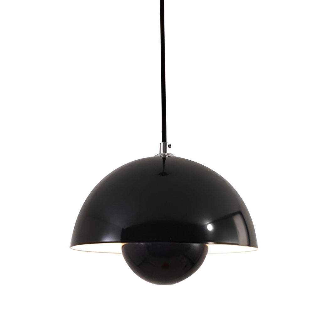 Mushroom Pendant Light – Metal Dome Shade with Warm Glow