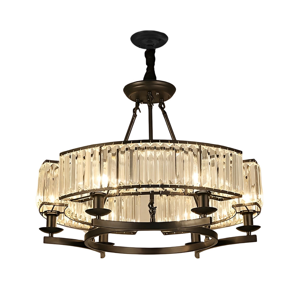 Modern Crystal Chandelier with Three-Step Dimming & Metal Frame