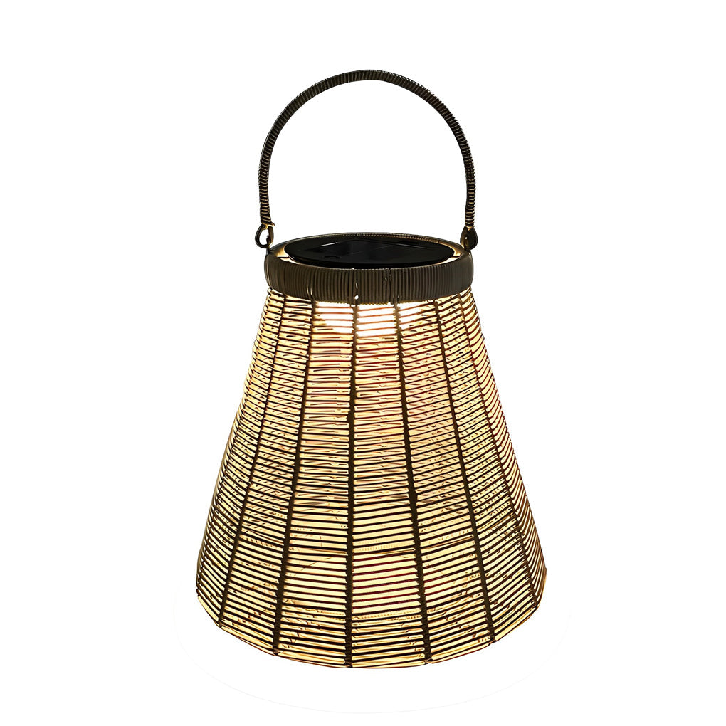 Solar Rattan LED Outdoor Lantern with Handle