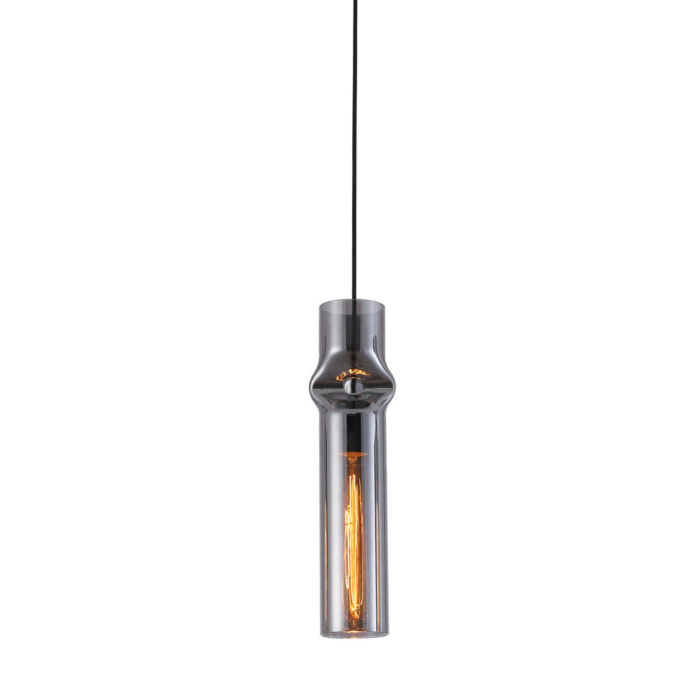 Cylindrical Glass Pendant Light - Modern Iron Frame