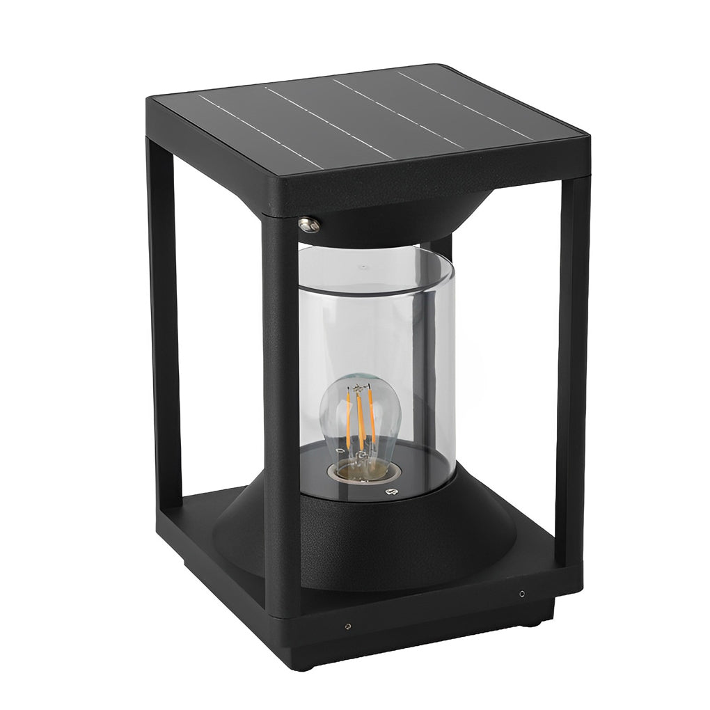 Square Modern Solar LED Fence Post Light - Waterproof Aluminum