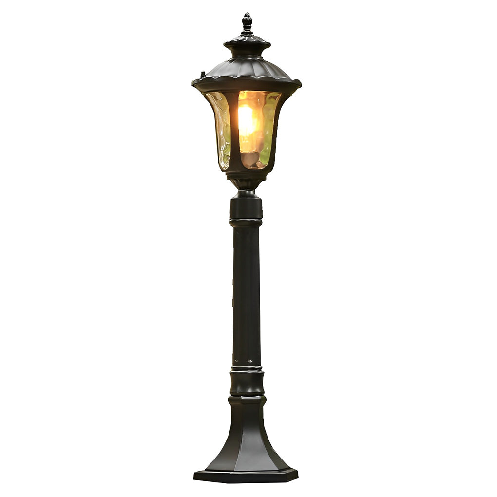 Vintage Black Outdoor Lawn Post Light with Water Glass Lens