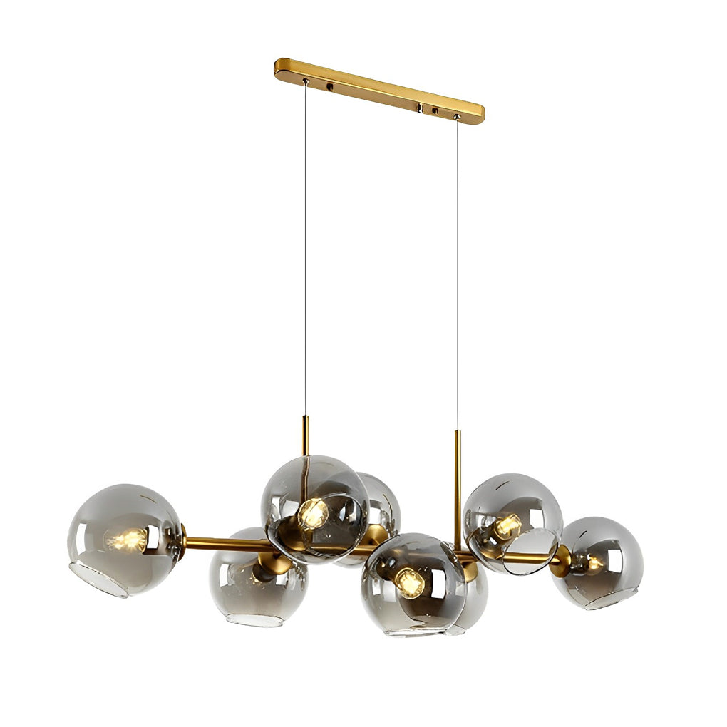 8-Light Glass Shade LED Chandelier Modern Dining Room Fixture