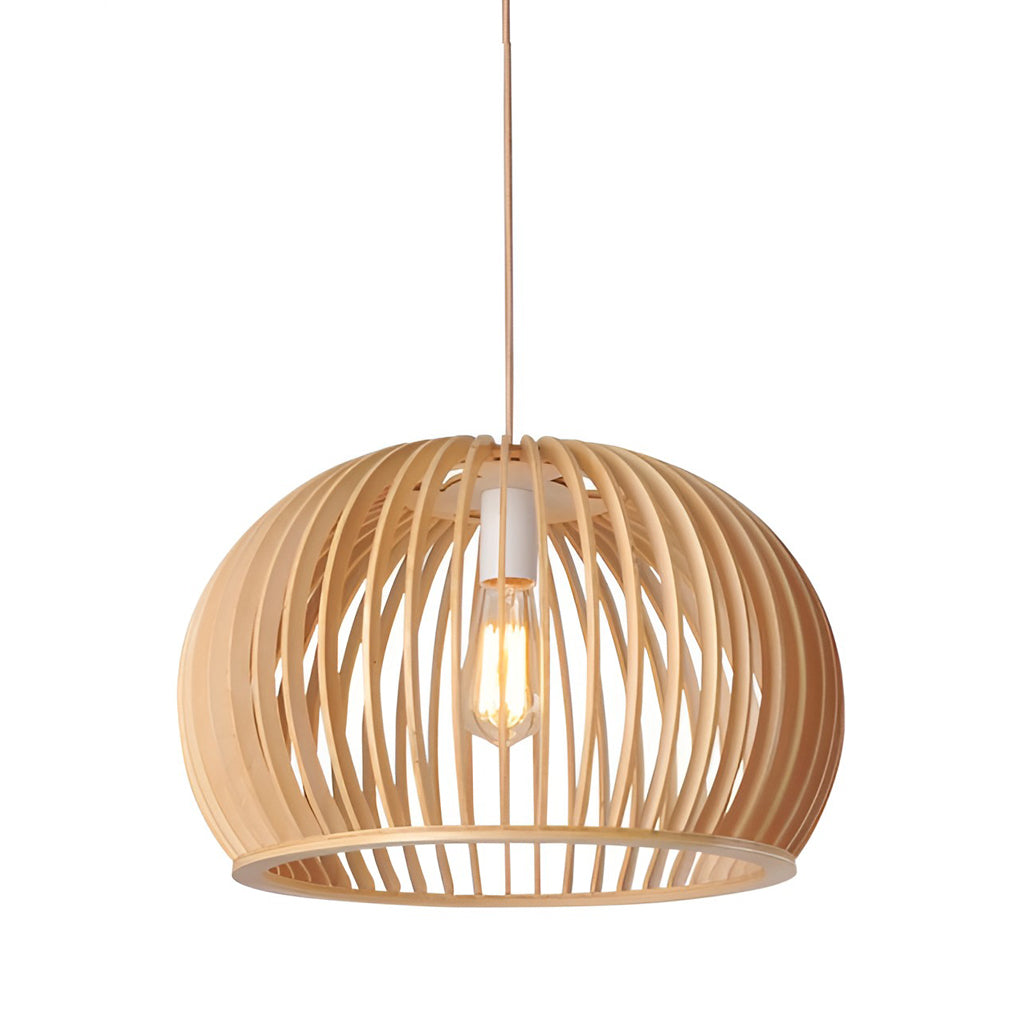Wood Lantern Pendant Light - Nordic Semi-Circle Design