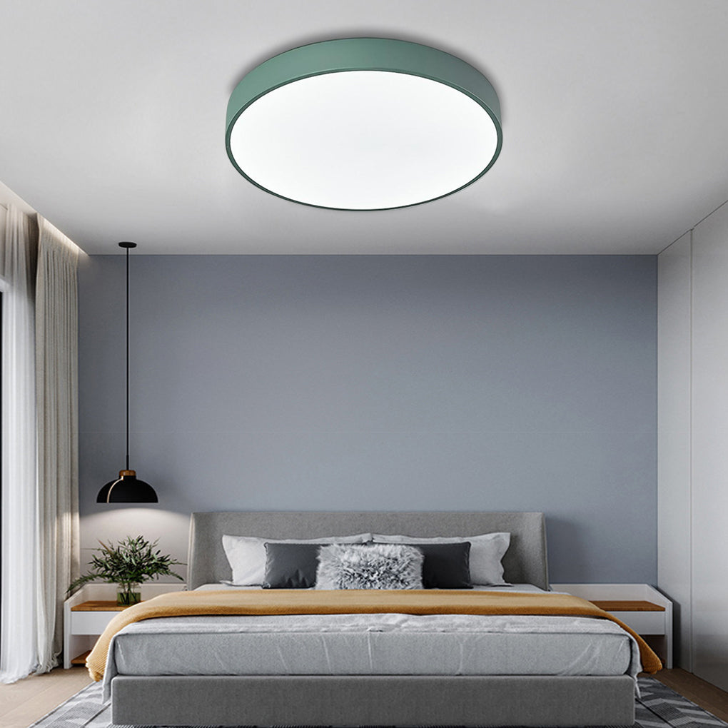 Ultra-Thin Round LED Ceiling Light Flush Mount Wood Frame